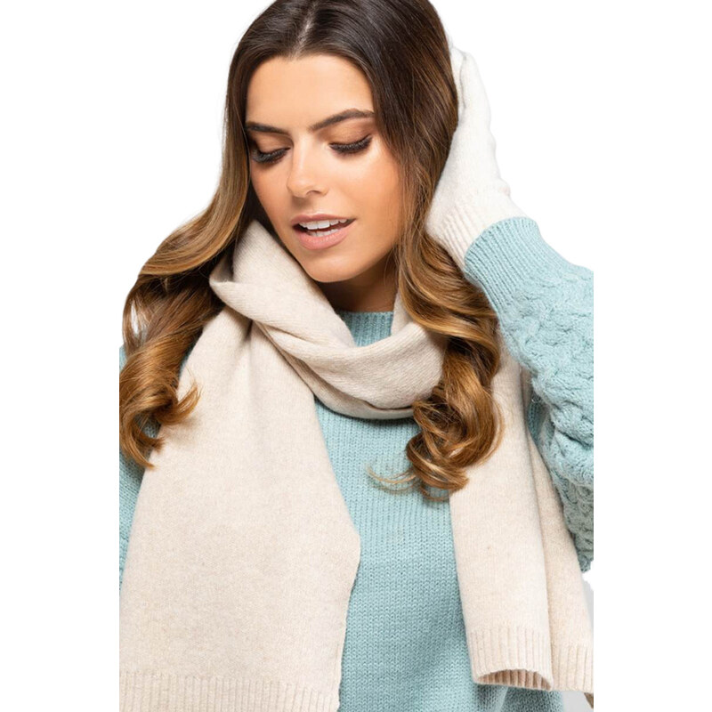 Kamea Béžový dámsky šál na zimu 02, Farba béžová 49093813