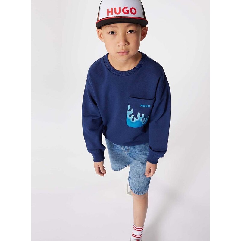 Detská baseballová čiapka HUGO biela farba, vzorovaná