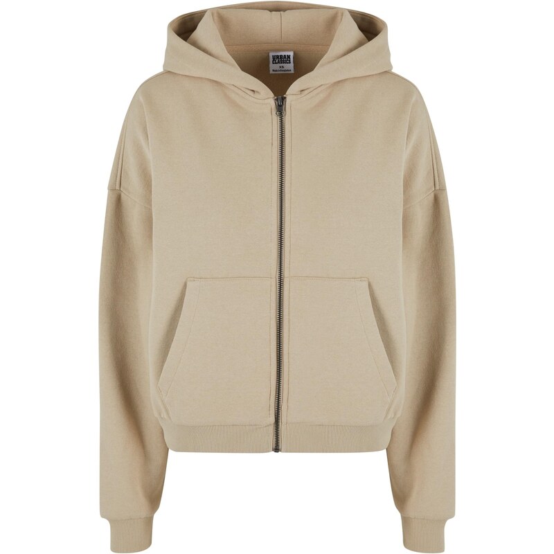 Urban Classics Womens Boxy Zip Hoody - Beige 50649954