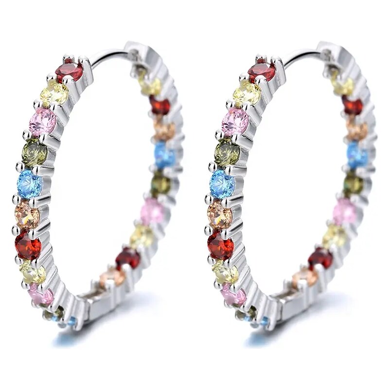 MAJYA Strieborné náušnice JULIE číre a farebné zirkóny 10860 64581863