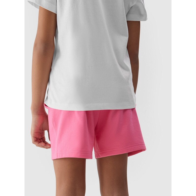 4F Dievčenské teplákové šortky - ružové