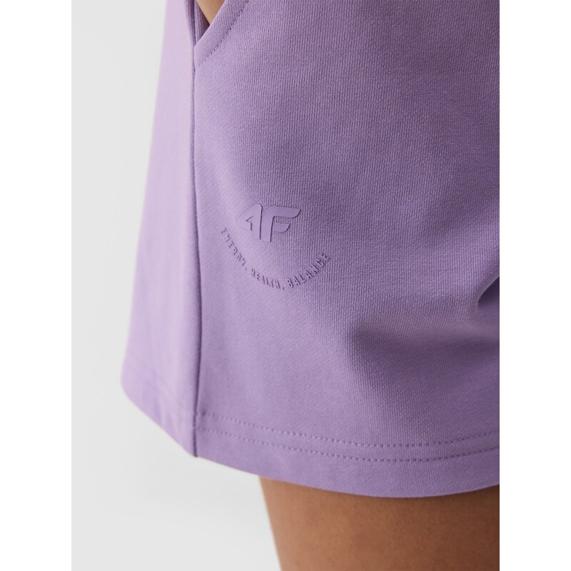 4F Dievčenské teplákové šortky - fialové