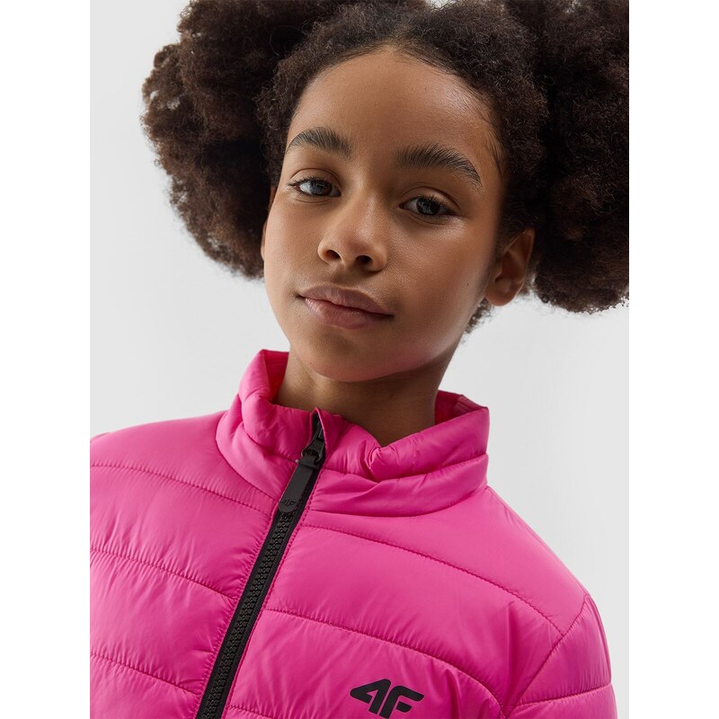 4F Dievčenská zatepľovacia bunda s recyklovanou výplňou - ružová