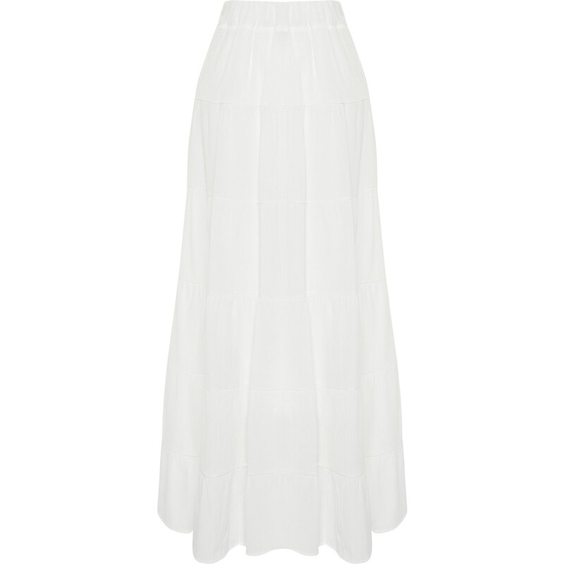 Trendyol White Basic Lined Woven Skirt