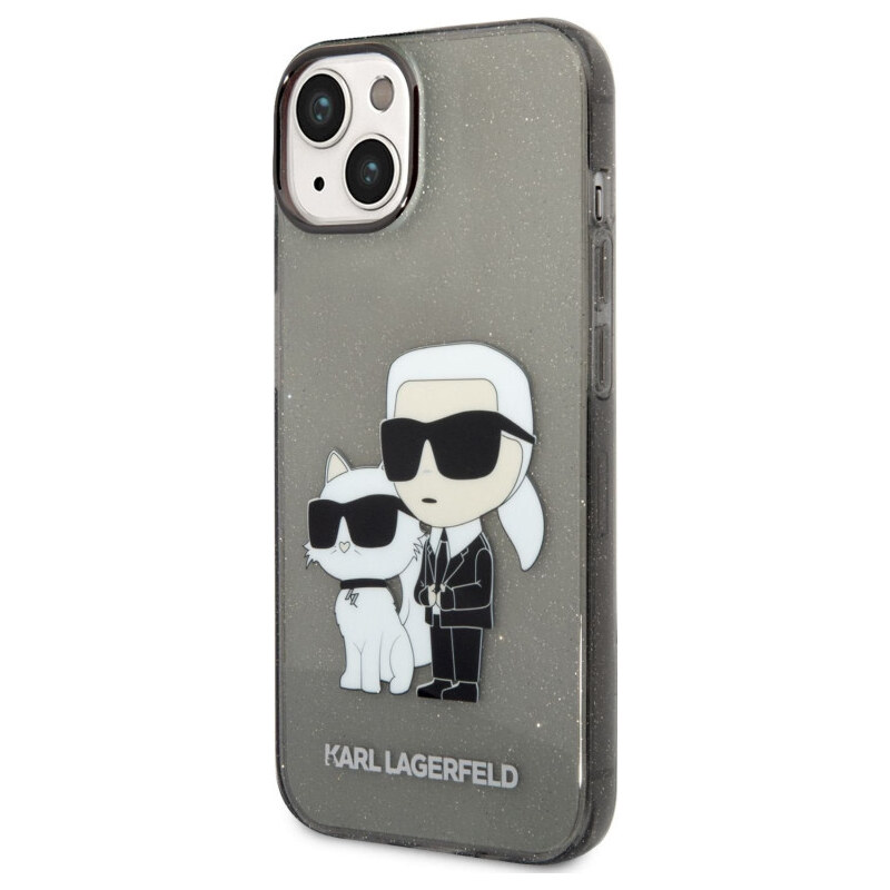 Karl Lagerfeld IML Glitter Karl and Choupette NFT Case for iPhone 14 Plus schwarz KLHCP14MHNKCTGK