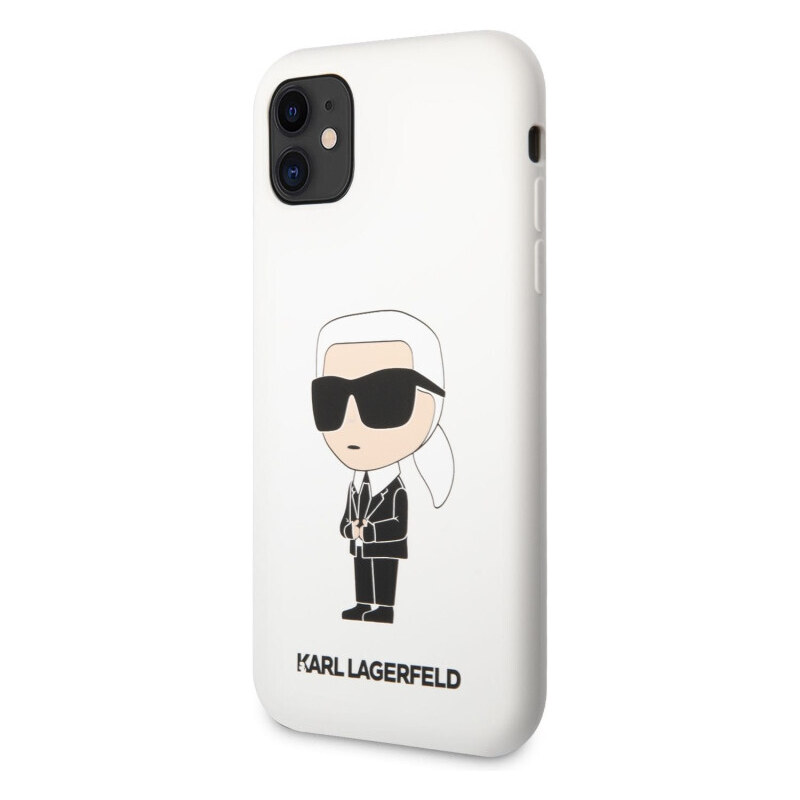 Karl Lagerfeld Liquid Silicone Ikonik NFT Case for iPhone 11 weiss KLHCN61SNIKBCH