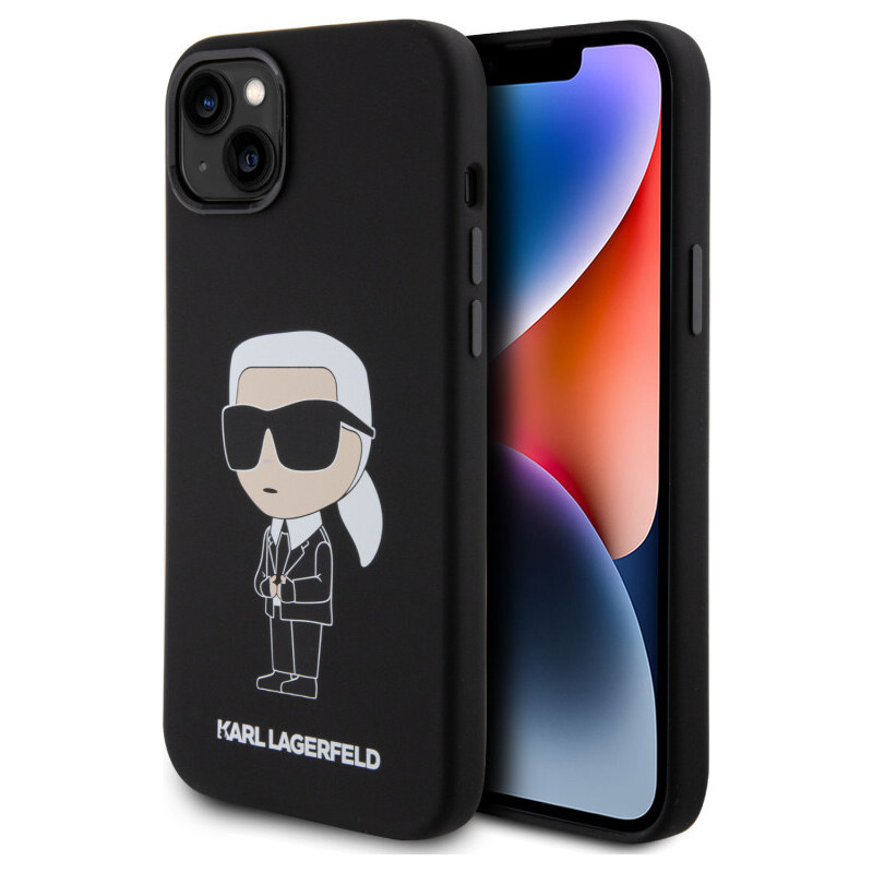 Karl Lagerfeld Liquid Silicone Ikonik NFT puzdro pre iPhone 15 Plus čierna KLHCP15MSNIKBCK