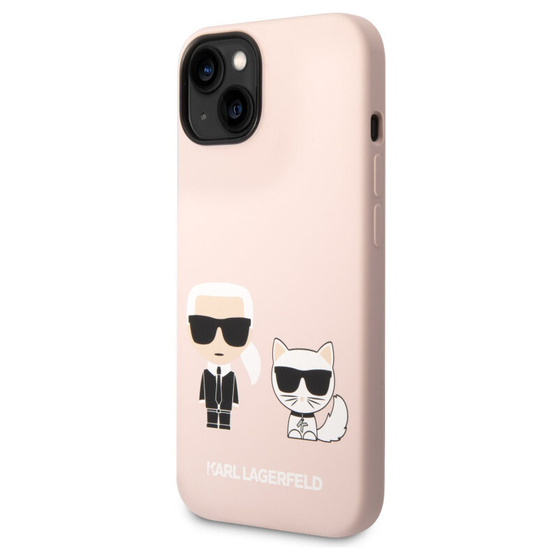 Karl Lagerfeld MagSafe Kompatibilné puzdro Liquid Silicone Karl and Choupette pre iPhone 14 Plus ružová KLHMP14MSSKCI