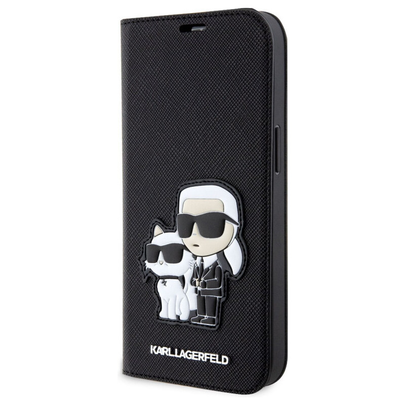 Karl Lagerfeld PU Saffiano Karl and Choupette NFT Book Puzdro na iPhone 13 čierna KLBKP13MSANKCPK