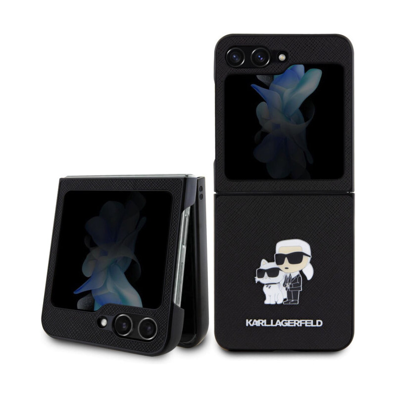 Karl Lagerfeld PU Saffiano Karl and Choupette NFT puzdro pre Samsung Galaxy Z Flip 5 čierna KLHCZF5SAKCNPK
