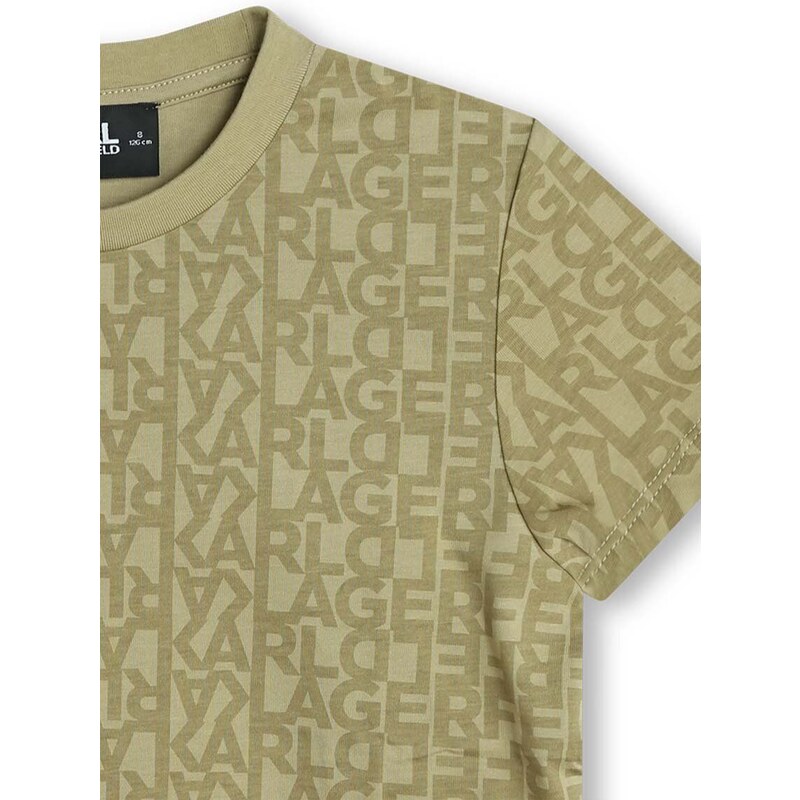 Detské bavlnené tričko Karl Lagerfeld zelená farba, vzorovaný
