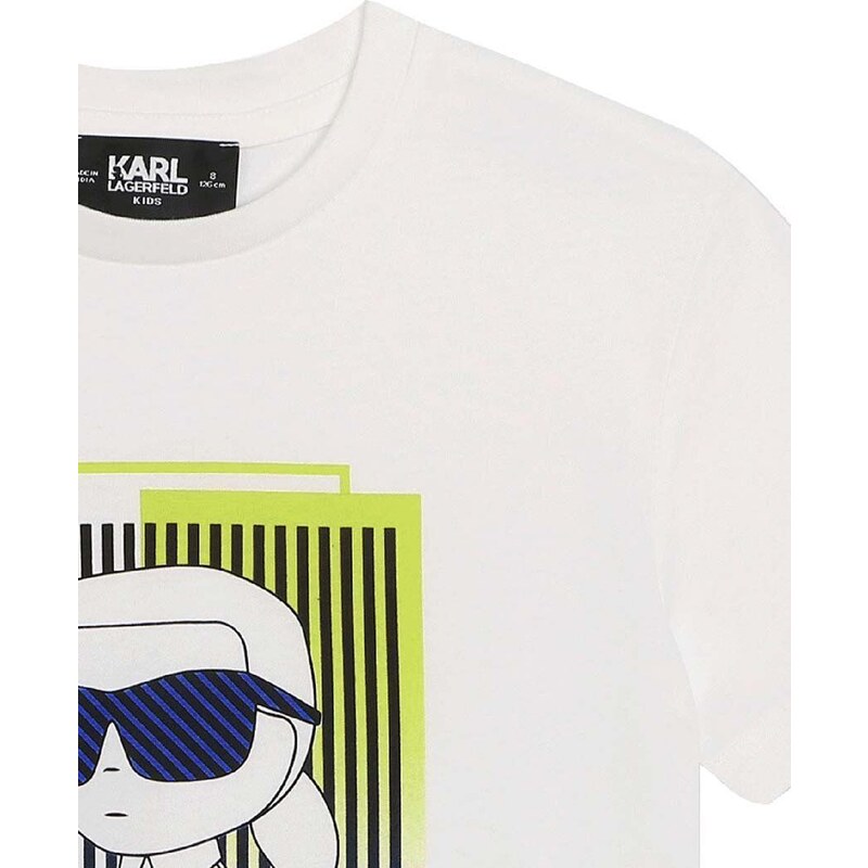 Detské bavlnené tričko Karl Lagerfeld biela farba, s potlačou