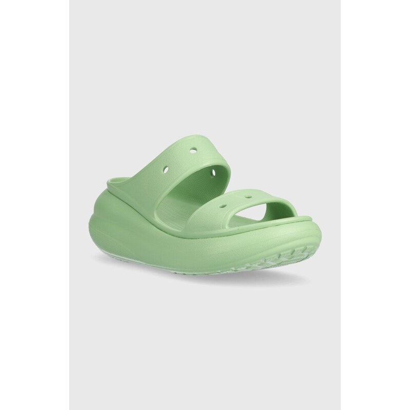 Šľapky Crocs Classic Crush Sandal dámske, zelená farba, na platforme, 207521