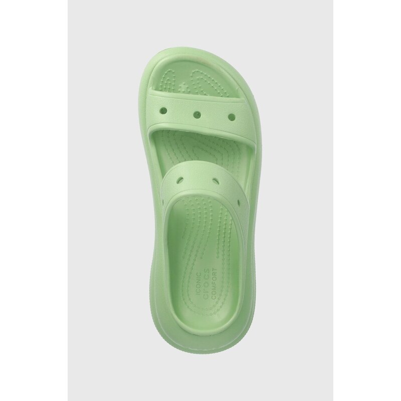 Šľapky Crocs Classic Crush Sandal dámske, zelená farba, na platforme, 207521
