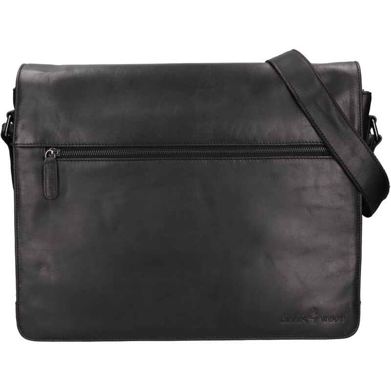 Pánska kožená taška cez rameno Greenwood Martin - čierna 48227253