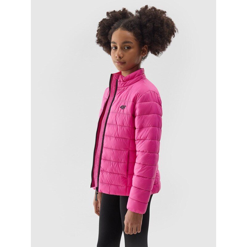 4F Dievčenská zatepľovacia bunda s recyklovanou výplňou - ružová