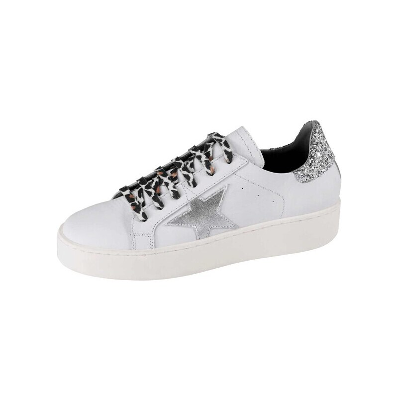 E-shop Kožené sneaker tenisky s aplikáciou HEINE, bielo-strieborné