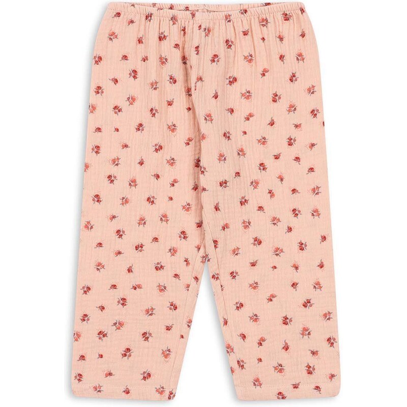 Detské bavlnené nohavice Konges Sløjd ružová farba, vzorované