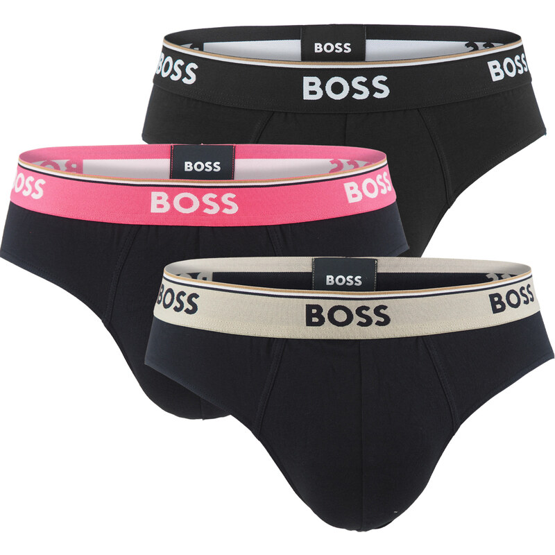 BOSS - slipy 3PACK Power cotton stretch black / color waist 49179376