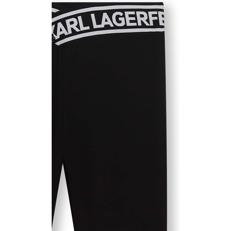Detské legíny Karl Lagerfeld čierna farba, jednofarebné