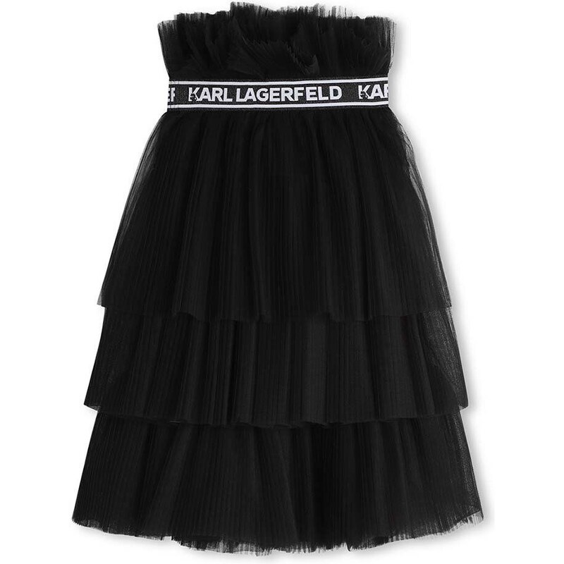 Dievčenská sukňa Karl Lagerfeld čierna farba, mini, áčkový strih