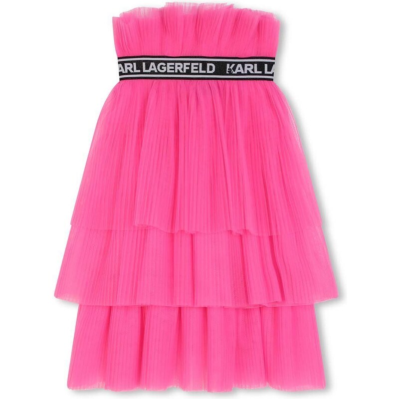Dievčenská sukňa Karl Lagerfeld ružová farba, mini, áčkový strih