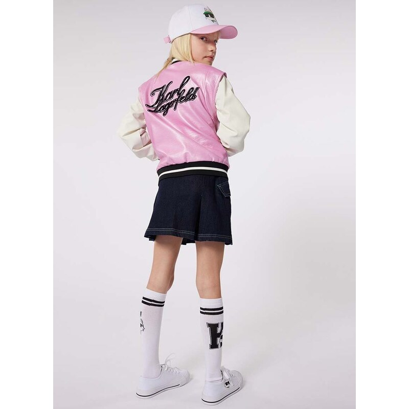 Detská bunda bomber Karl Lagerfeld ružová farba