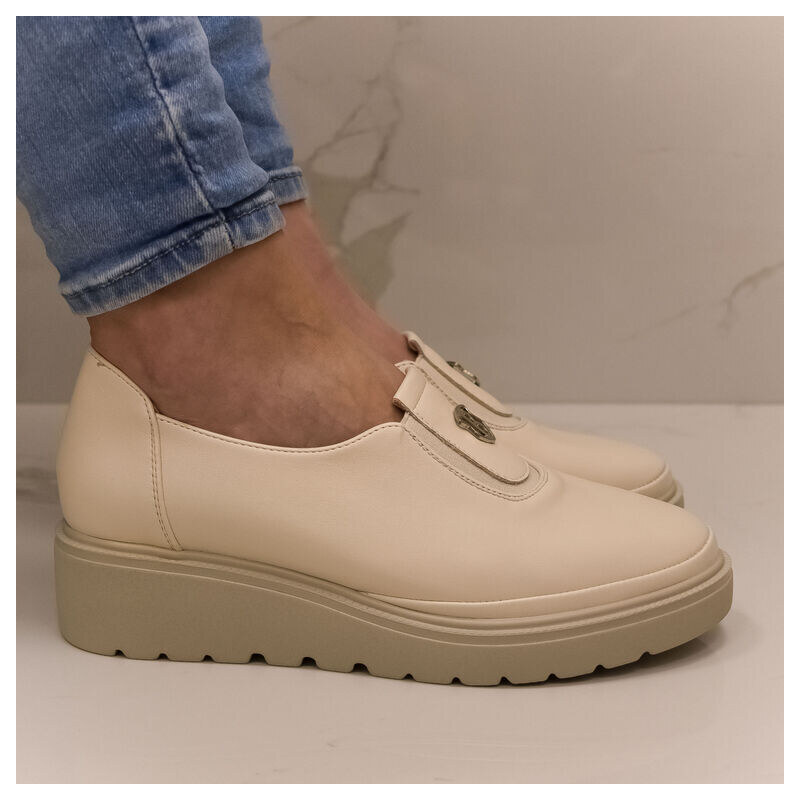 JOHN-C Dámske béžové kožené poltopánky MICHELLES 49195735