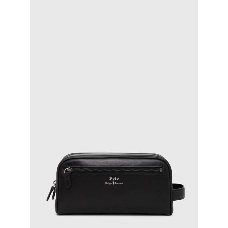 Kožená kozmetická taška Polo Ralph Lauren čierna farba, 405845390