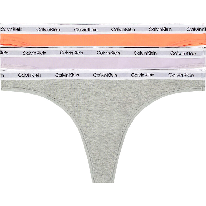 CALVIN KLEIN - tangá 3PACK Modern logo stretch cotton lavender & orange combo - limitovaná edícia