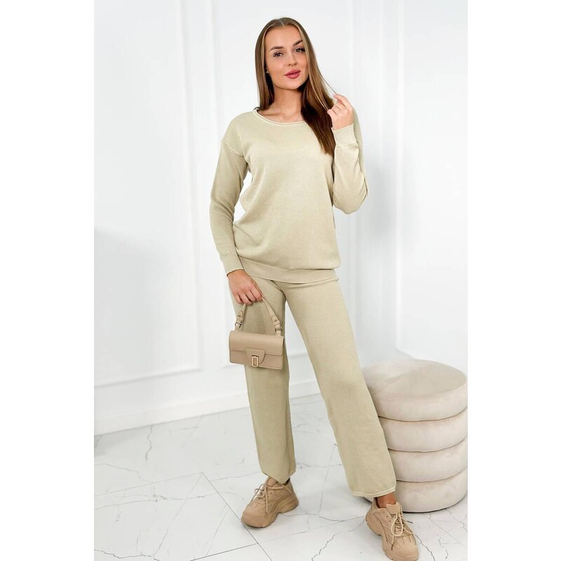 MladaModa Elegantná svetrová súprava model 24-33 tmavá béžová 49210444