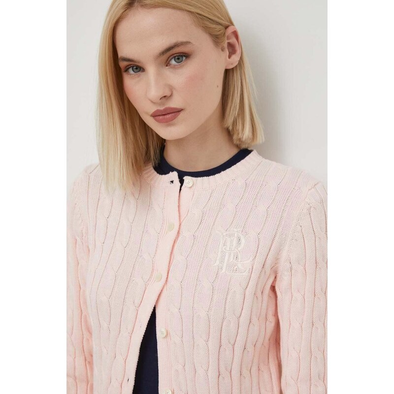 Bavlnený sveter Lauren Ralph Lauren ružová farba, 200932225