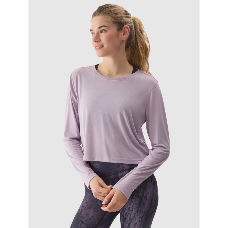 4F Dámske tričko na jogu s dlhým rukávom z prísadou modalu - fialové