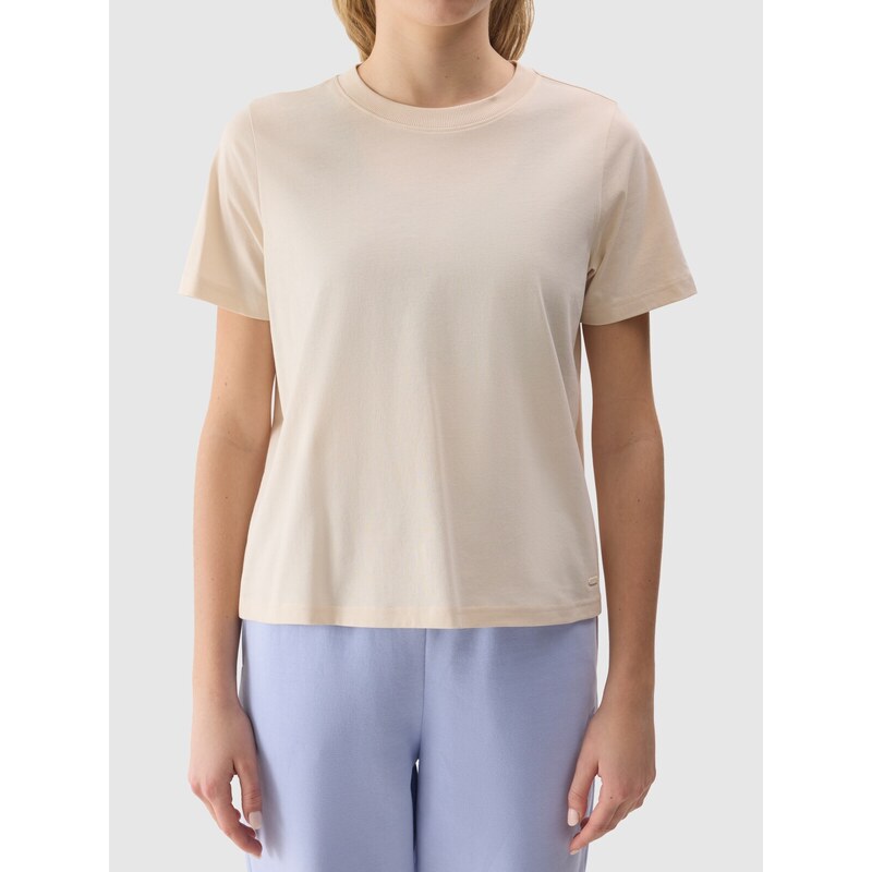 4F Dámske tričko z organickej bavlny bez potlače - krémové
