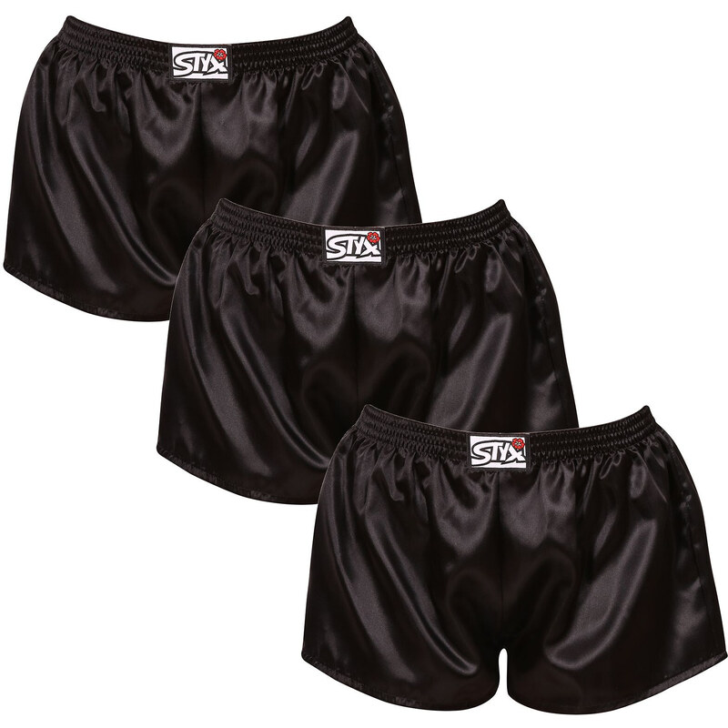 3PACK dámske trenky Styx klasická guma saténové čierne (3L0960) 49237705