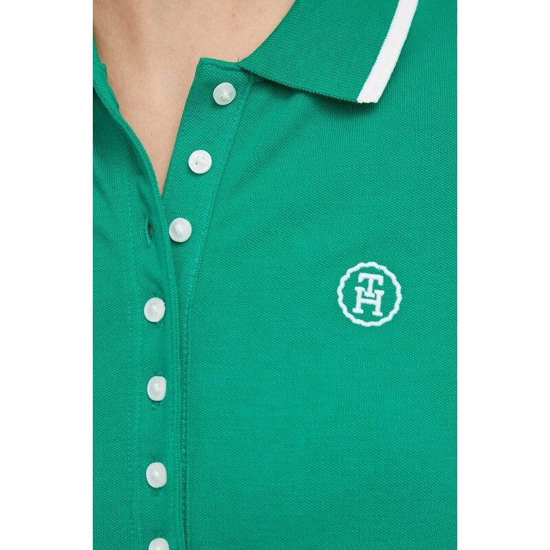 Polo tričko Tommy Hilfiger dámsky, zelená farba, WW0WW41288