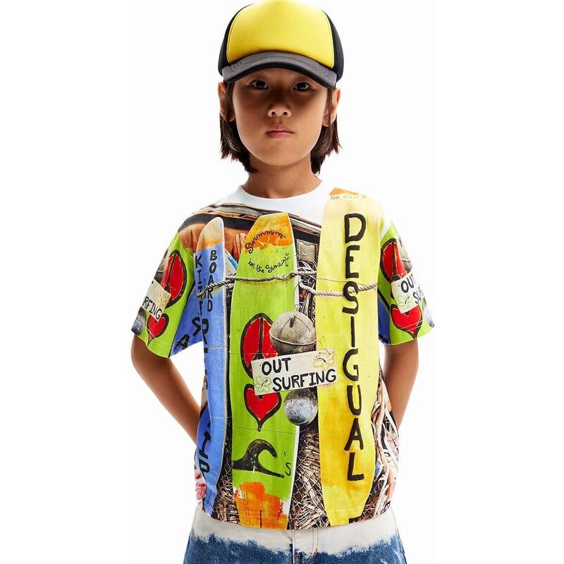 Detské bavlnené tričko Desigual Alexis vzorovaný