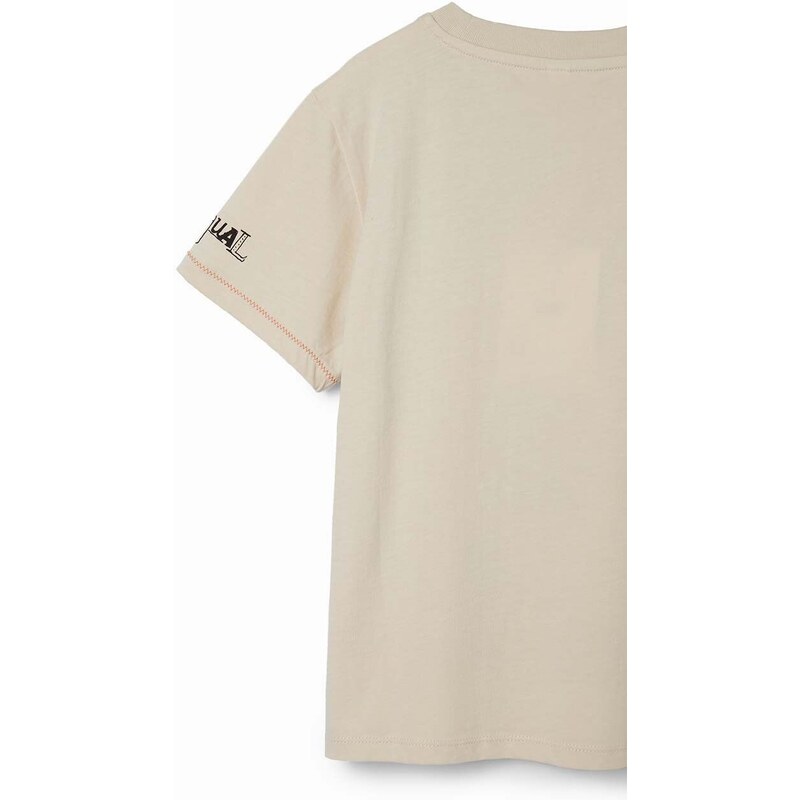 Detské bavlnené tričko Desigual x Mickey biela farba, s potlačou