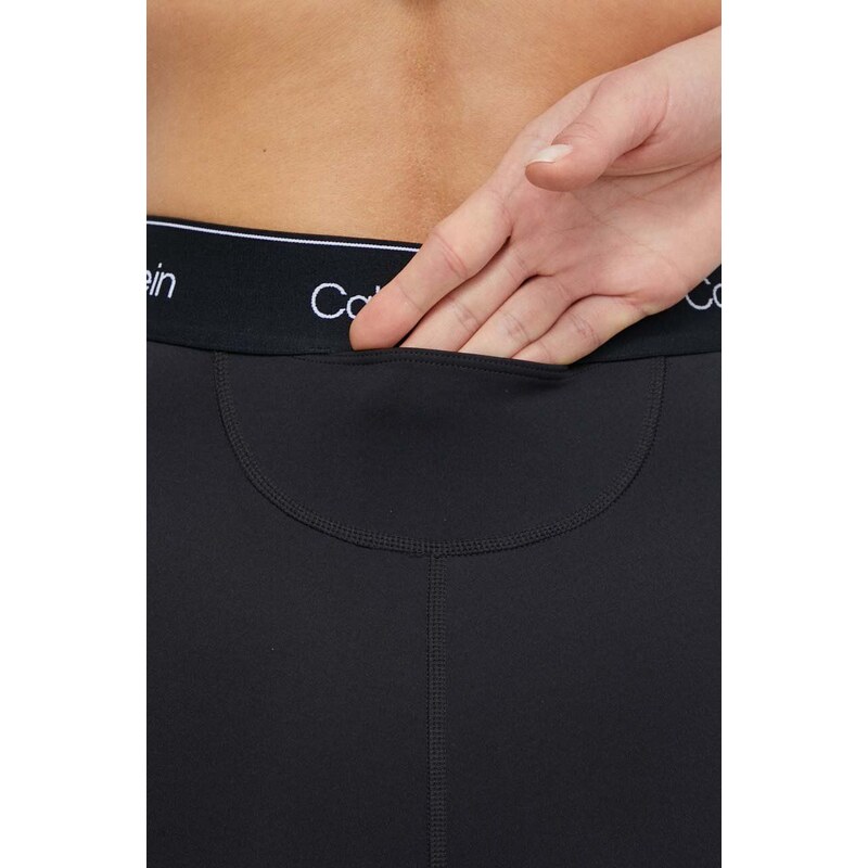 Tréningové šortky Calvin Klein Performance čierna farba, s potlačou, vysoký pás