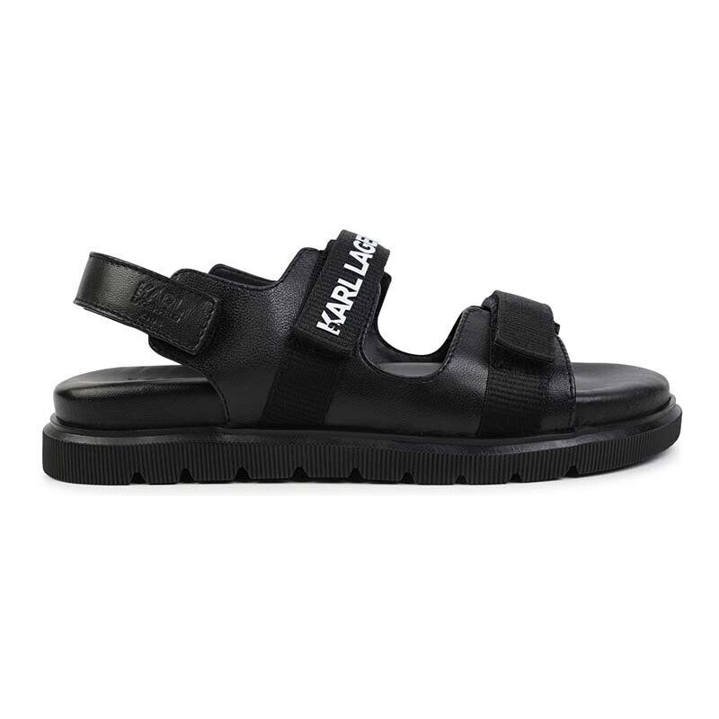 Detské kožené sandále Karl Lagerfeld čierna farba