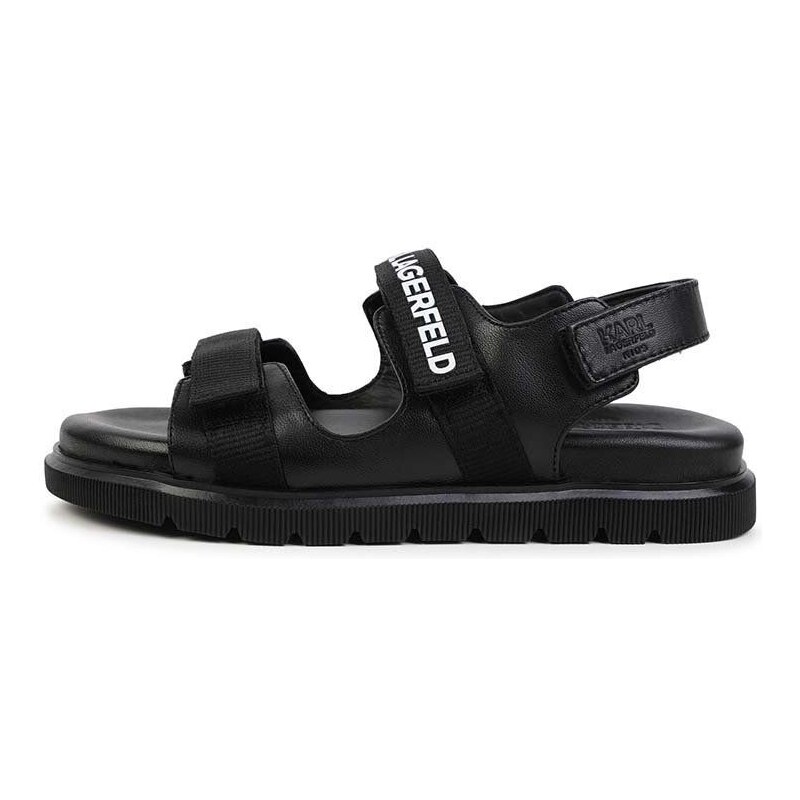Detské kožené sandále Karl Lagerfeld čierna farba