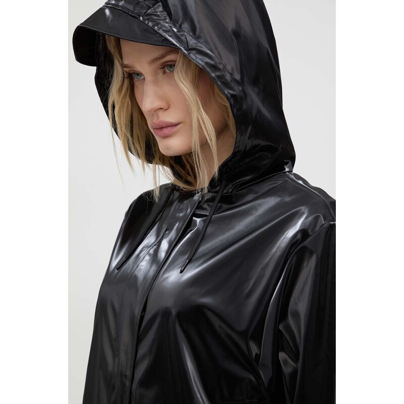 Bunda Rains 18040 Jackets dámska, čierna farba, prechodná