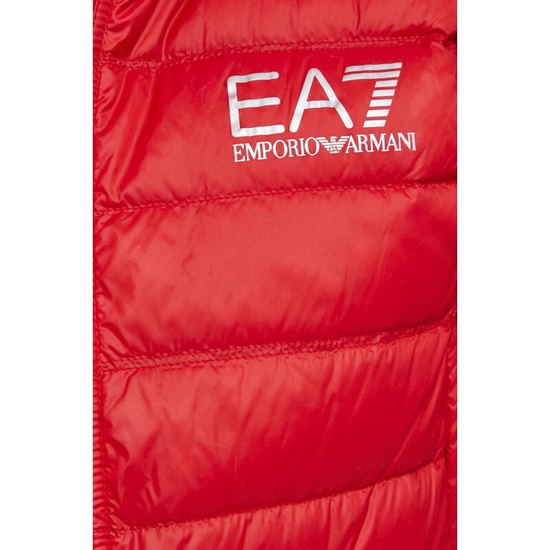 Páperová vesta EA7 Emporio Armani pánsky, červená farba, prechodný