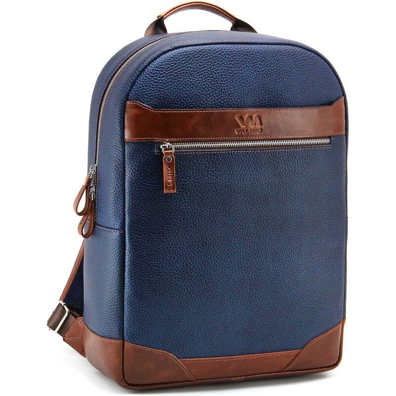 Modrý kožený batoh Valmio York 49283185
