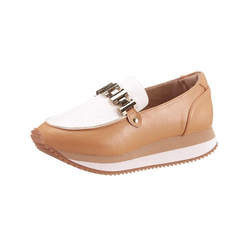 E-shop Slipper topánky s ozdobnými prvkami HEINE, hnedo-biele