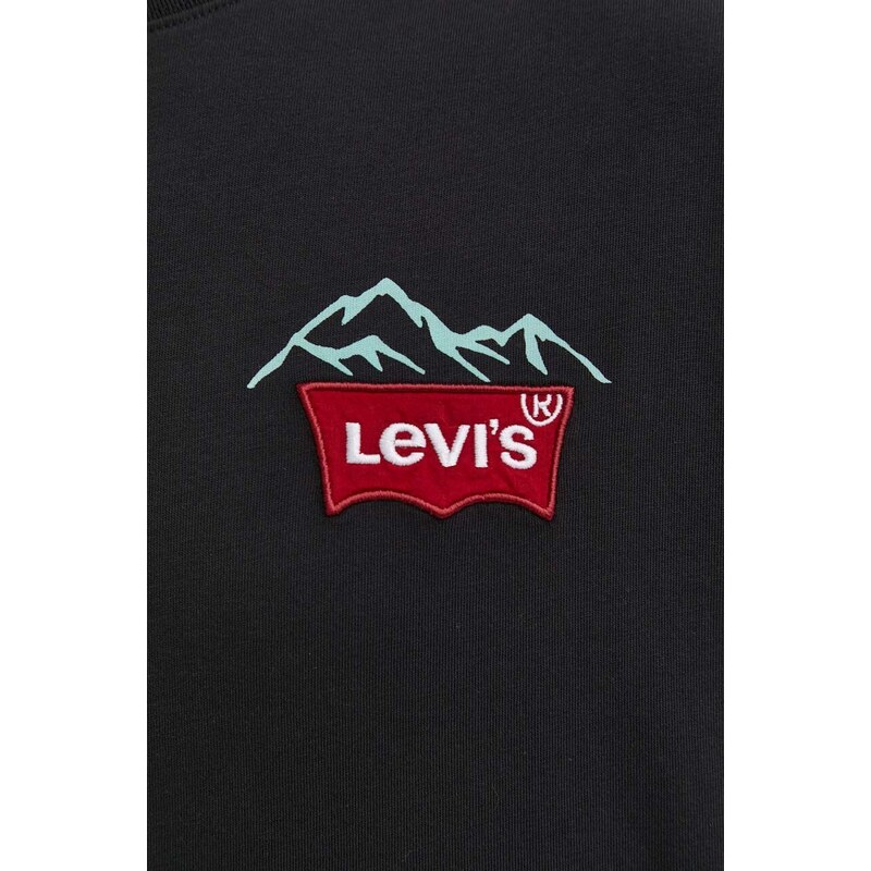 Bavlnené tričko Levi's pánsky, čierna farba, s nášivkou