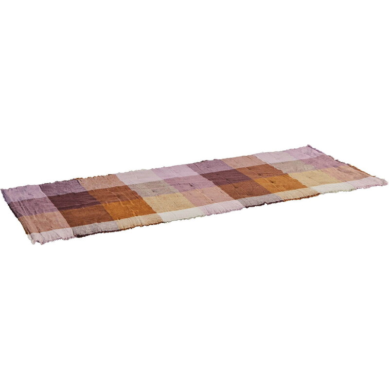 MADAM STOLTZ Ľanový prehoz na posteľ Burnt Orange/Lilac/Bordeaux 70 x 180 cm