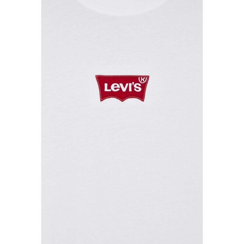 Bavlnené tričko Levi's pánsky, biela farba, s nášivkou