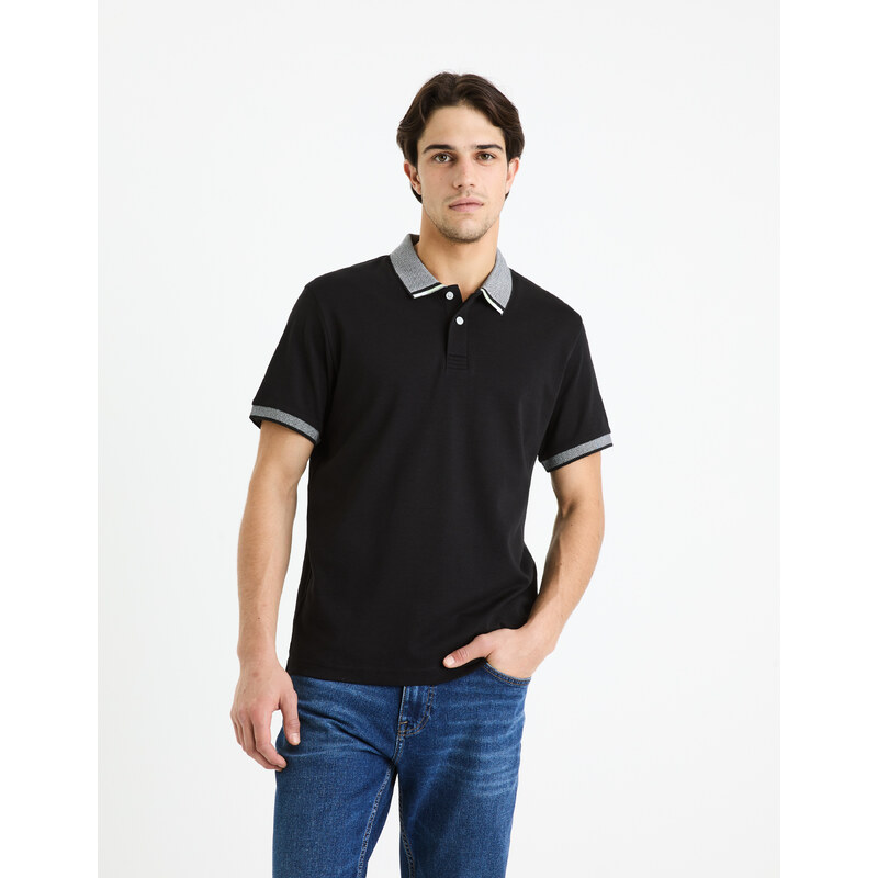 Čierne pánske basic polo tričko Celio Gesort 50675048