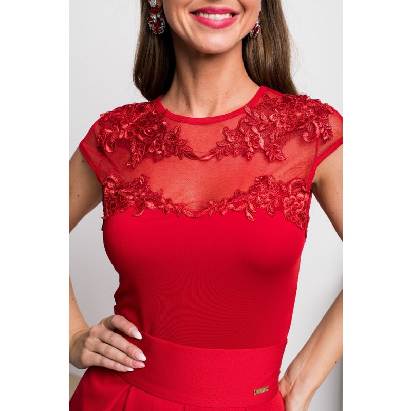 miadresses.sk Červené body s tylom a vyšívanými kvetinkami 63210393